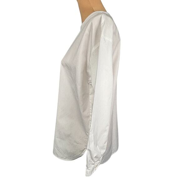 MUJI Women's White Easy-Dry Organic Cotton‎ Long Sleeve Blouse Size Small - Picture 5 of 11